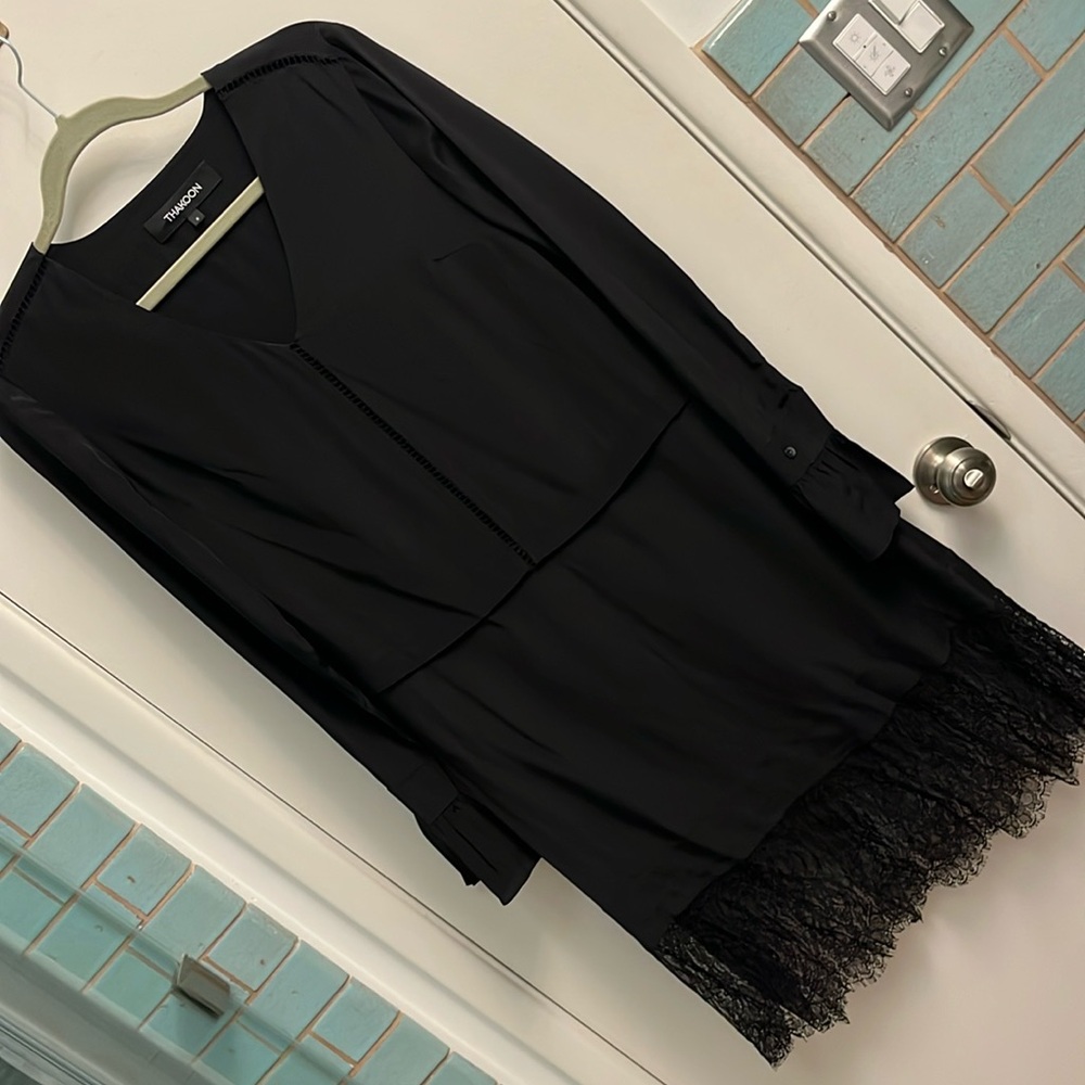 Thakoon black silk and lace dress
